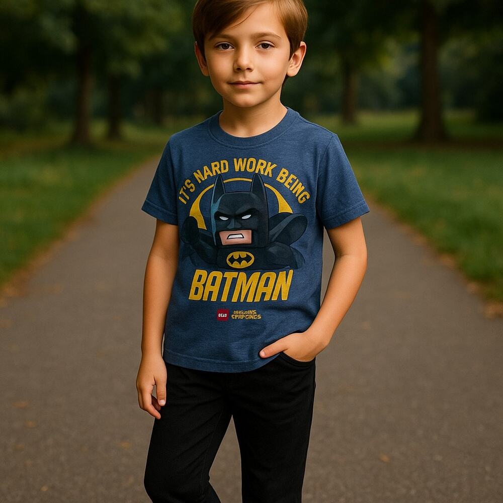 Epic Threads Boys Tee Size 6 It's Hard Work Being Lego Batman Blue‎ DC Comics